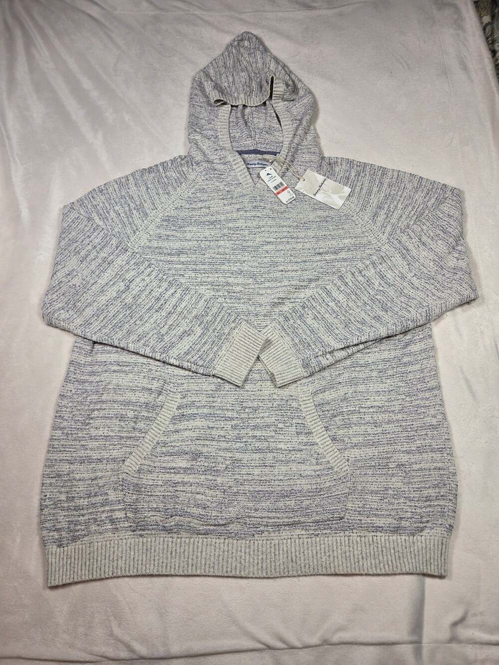 Tommy Bahama Coastal Fog Hoodie Size 3X / XXXL Off White Marled Cotton Knit
